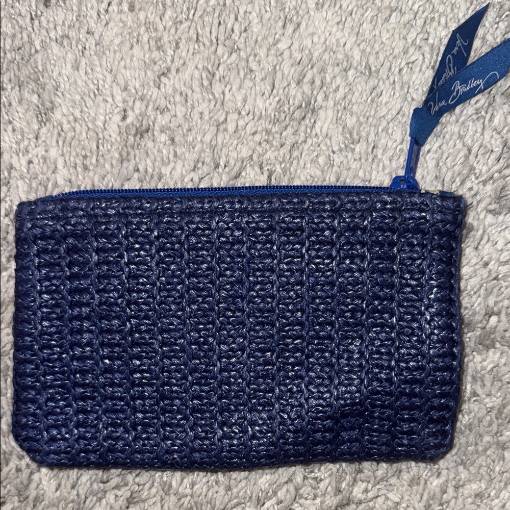 Vera Bradley Navy Woven Zip Pouch with Colorful Anchor Patch summer coin purse - Picture 3 of 6